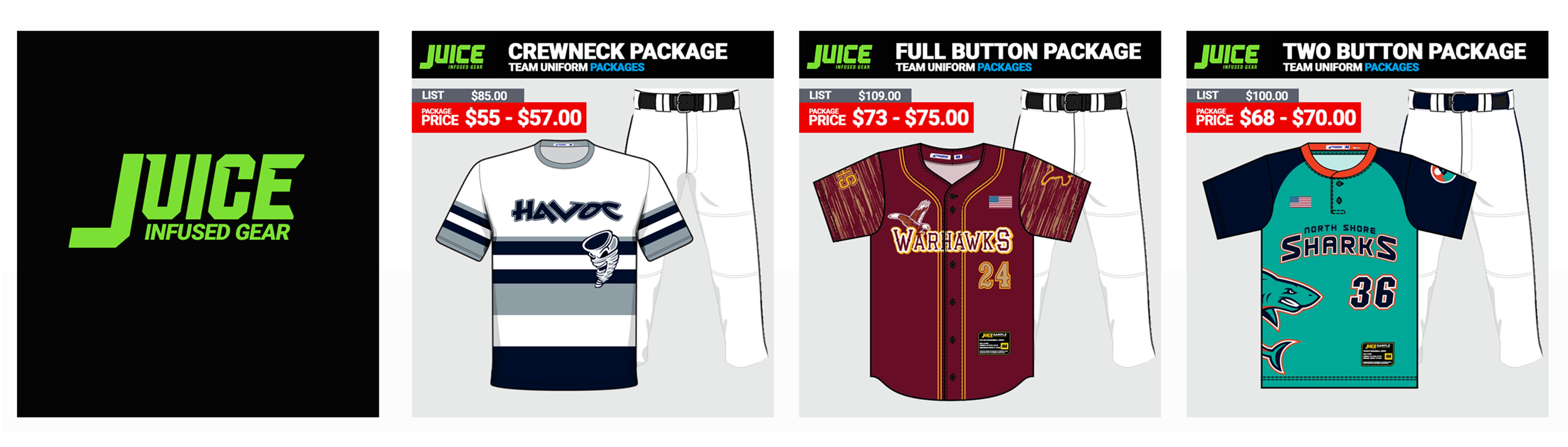 Champro Juice Baseball Uniform Packages